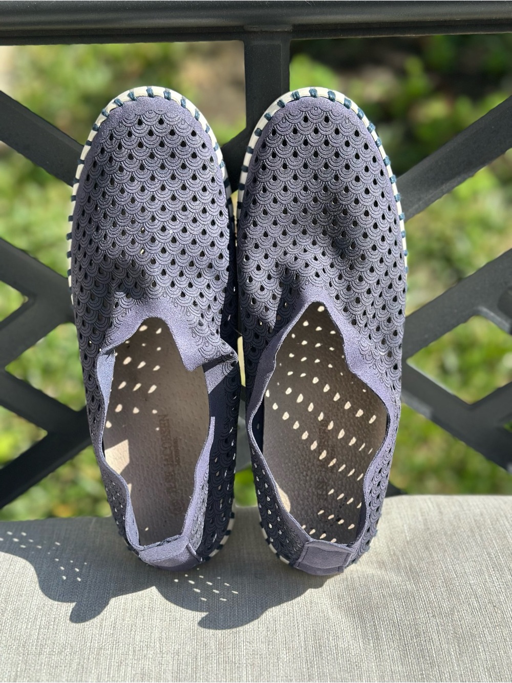 Ilse Jacobsen Laser Cut Slip-On Shoes - Blue 39